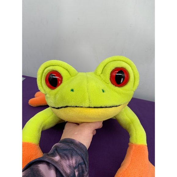 Wish Pets Tree Frog 2000 17 inches Green Orange with Orange Eyes Plastic - Picture 6 of 13
